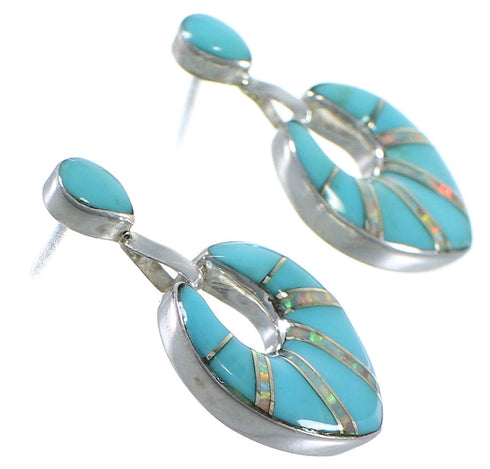 Sterling Silver Turquoise And Opal Southwest Jewelry Earrings CX45062